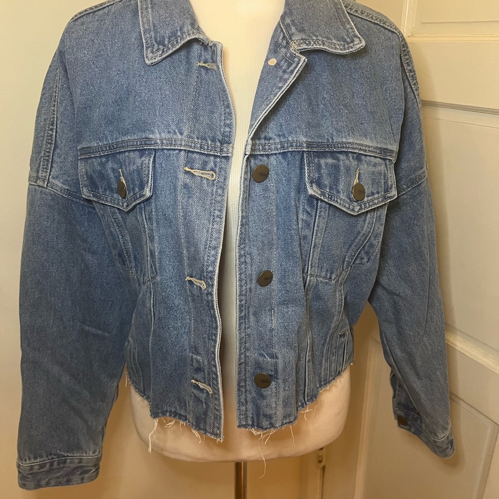 100% Cotton Jean Jacket with Raw Hem